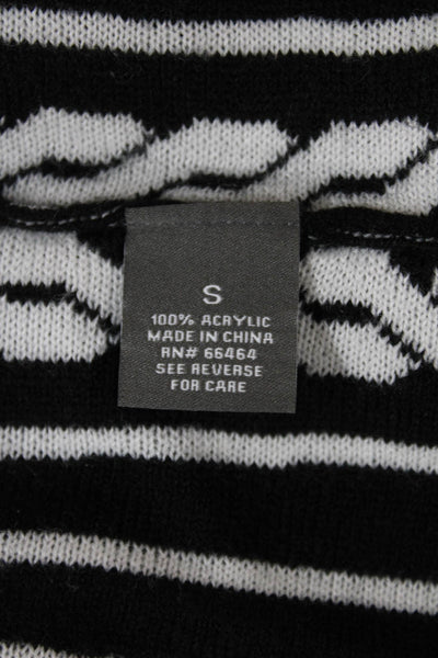 Roz & Ali Women Fit & Flare Sweater Dress Black Herringbone 3/4 Sleeve Size S