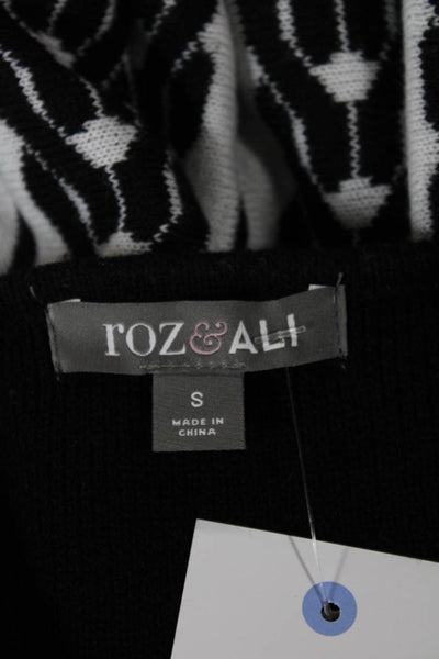 Roz & Ali Women Fit & Flare Sweater Dress Black Herringbone 3/4 Sleeve Size S