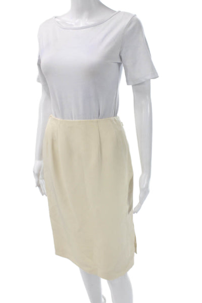 Worth Women Beige 100% Silk Straight Pencil Skirt Knee Length Size 2