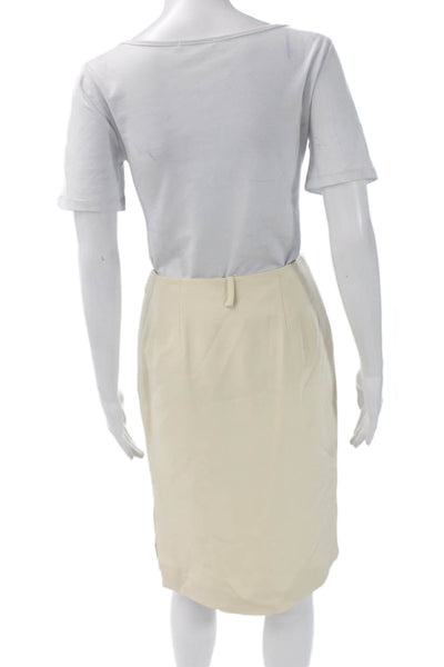 Worth Women Beige 100% Silk Straight Pencil Skirt Knee Length Size 2