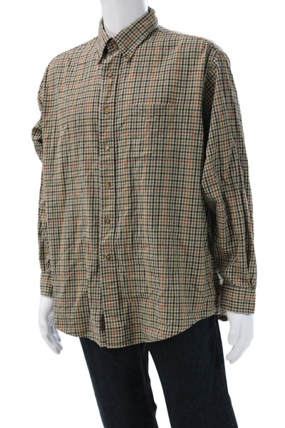 Brooks Brothers Mens Plaid Flannel Button Down Shirt Brown Size Extra Large