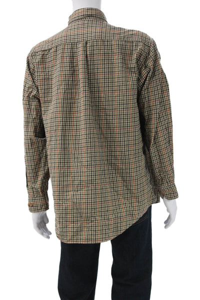 Brooks Brothers Mens Plaid Flannel Button Down Shirt Brown Size Extra Large