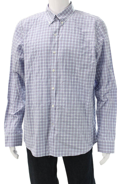 J. Mclaughlin Mens Plaid Modern Fit Button Shirt Blue Purple Size Extra Large