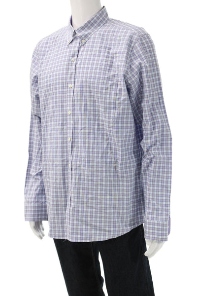 J. Mclaughlin Mens Plaid Modern Fit Button Shirt Blue Purple Size Extra Large