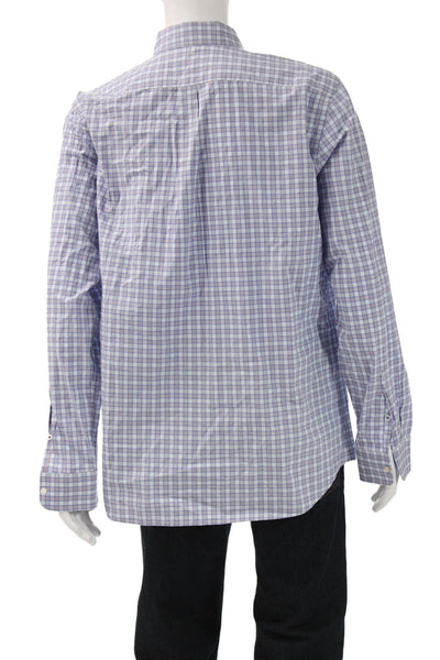 J. Mclaughlin Mens Plaid Modern Fit Button Shirt Blue Purple Size Extra Large
