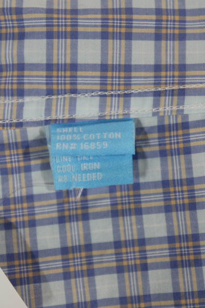 J. Mclaughlin Mens Plaid Modern Fit Button Shirt Blue Purple Size Extra Large