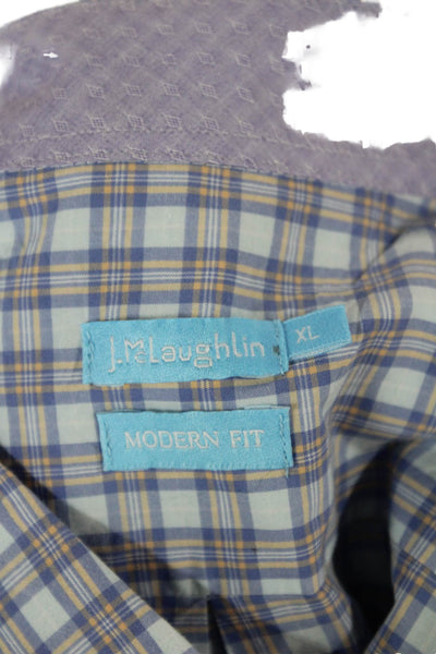 J. Mclaughlin Mens Plaid Modern Fit Button Shirt Blue Purple Size Extra Large