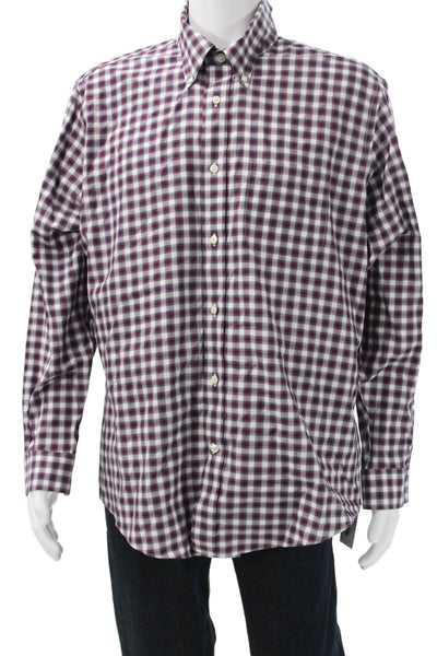 Brooks Brothers Mens Plaid Regent Button Down Shirt Red Blue Size Extra Large