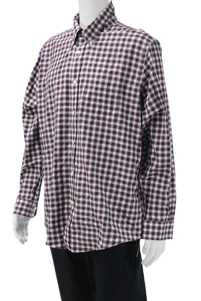 Brooks Brothers Mens Plaid Regent Button Down Shirt Red Blue Size Extra Large