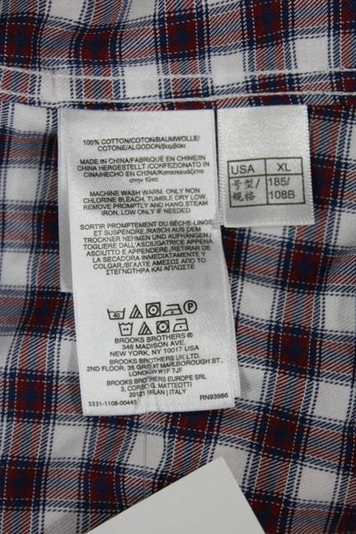 Brooks Brothers Mens Plaid Regent Button Down Shirt Red Blue Size Extra Large