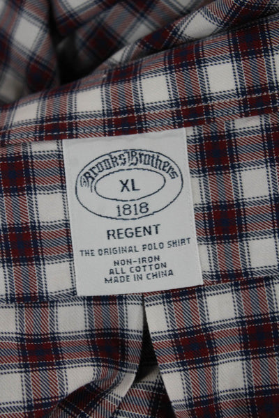 Brooks Brothers Mens Plaid Regent Button Down Shirt Red Blue Size Extra Large