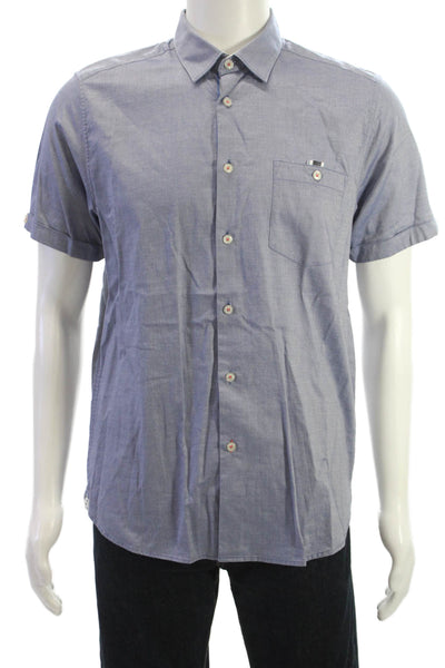 Ted Baker London Mens Button Front Collared Long Sleeve Pocket Shirt Blue Size 4
