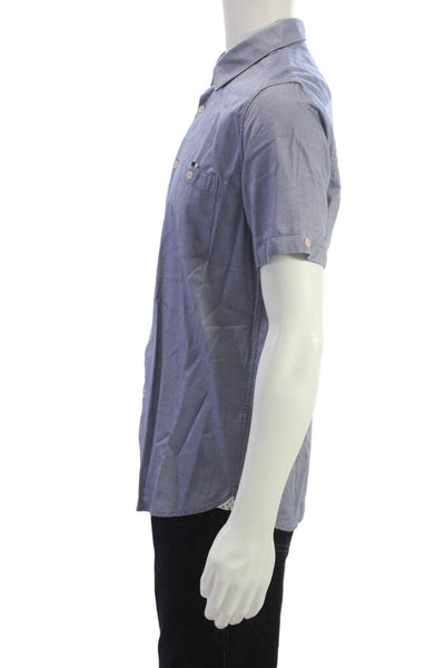 Ted Baker London Mens Button Front Collared Long Sleeve Pocket Shirt Blue Size 4
