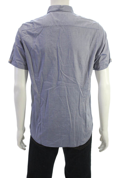 Ted Baker London Mens Button Front Collared Long Sleeve Pocket Shirt Blue Size 4