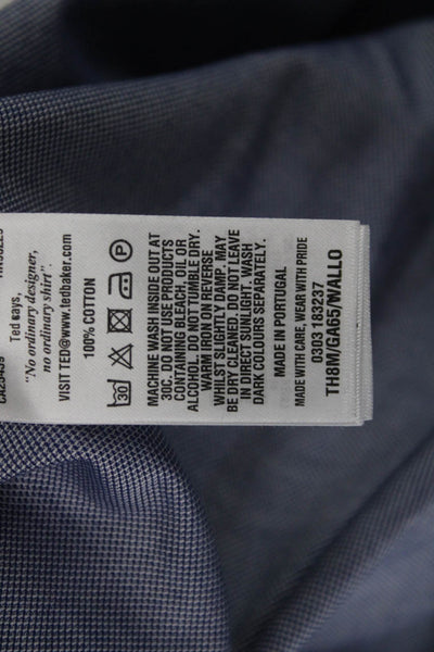 Ted Baker London Mens Button Front Collared Long Sleeve Pocket Shirt Blue Size 4