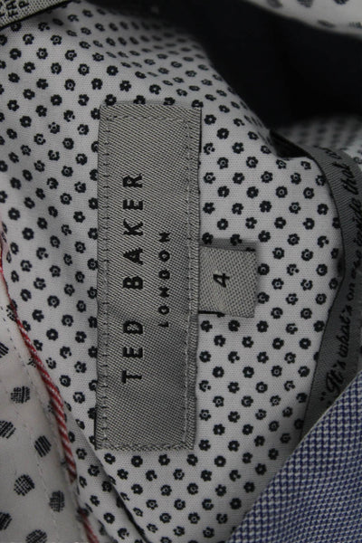 Ted Baker London Mens Button Front Collared Long Sleeve Pocket Shirt Blue Size 4