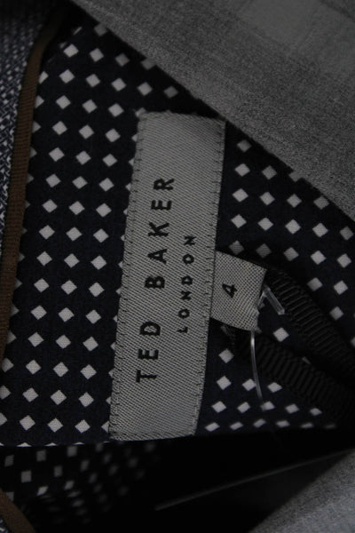Ted Baker London Mens Button Front Collared Plaid Shirt Gray Cotton Size 4