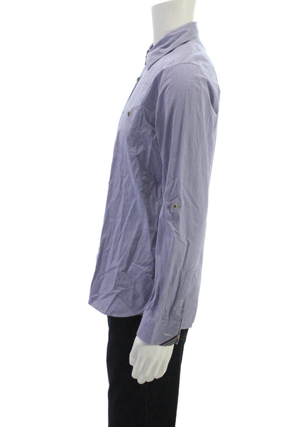 Ted Baker London Mens Button Front Collared Gingham Shirt Blue White Medium