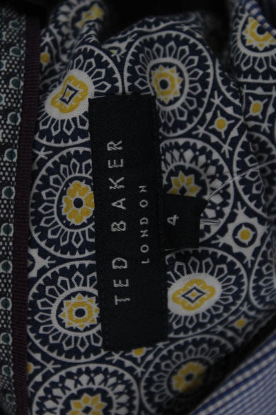 Ted Baker London Mens Button Front Collared Gingham Shirt Blue White Medium