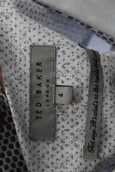 Ted Baker London Mens Button Front Collared Printed Shirt White Blue Size 4