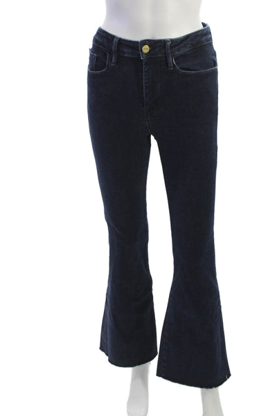 Frame Womens Flared Bootcut Jeans Dark Blue High Rise Button Size 1