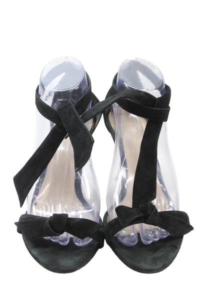 Alexandre Birman Womens Suede Knot Ankle Strap High Heels Shoes Black Size 9.5