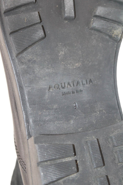 Aquatalia Womens Leather Quilted Detail Combat Boots Shoes Black Size 9