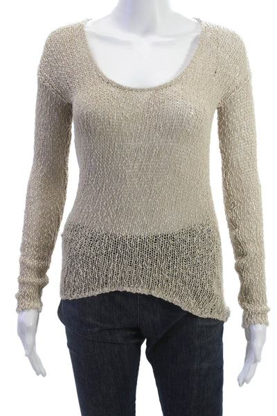 Talula Womens Pullover Sweater Beige Long Sleeve Round Neck Size XS