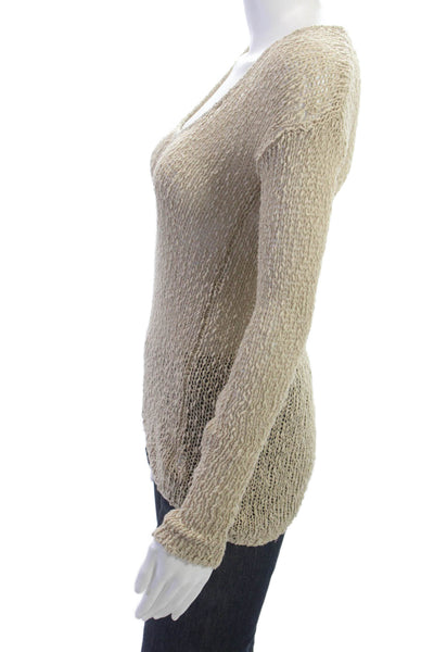 Talula Womens Pullover Sweater Beige Long Sleeve Round Neck Size XS