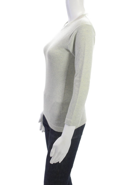 Katayone Adeli Womens Pullover Sweater Gray V-Neck 3/4 Sleeve Size M