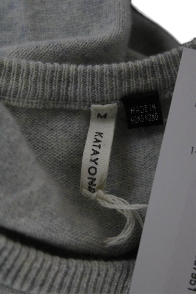 Katayone Adeli Womens Pullover Sweater Gray V-Neck 3/4 Sleeve Size M