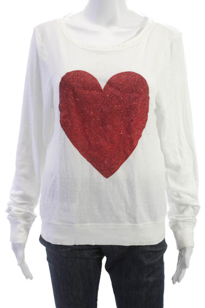 Wildfox Womens Red Heart Graphic Pullover Sweatshirt Long Sleeve Size XS