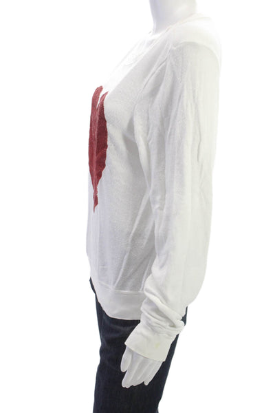 Wildfox Womens Red Heart Graphic Pullover Sweatshirt Long Sleeve Size XS