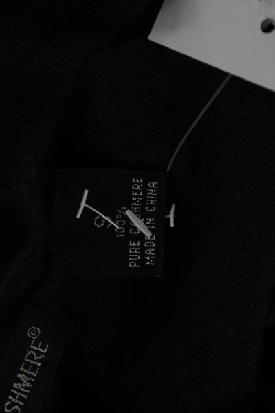 Autumn Cashmere Women Black V-Neck Pullover 100% Cashmere 3/4 Sleeve Size S