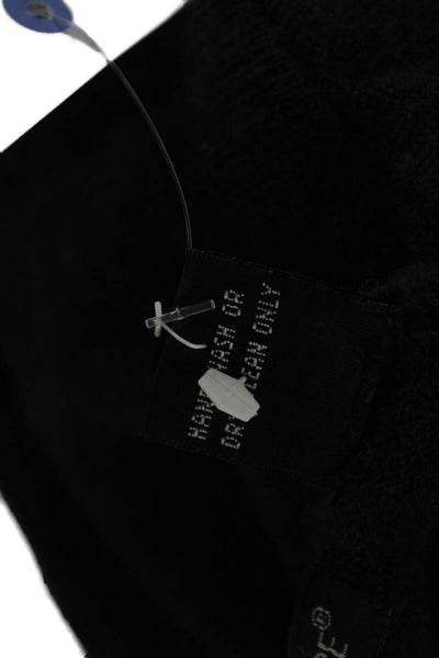 Autumn Cashmere Women Black V-Neck Pullover 100% Cashmere 3/4 Sleeve Size S