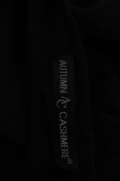 Autumn Cashmere Women Black V-Neck Pullover 100% Cashmere 3/4 Sleeve Size S