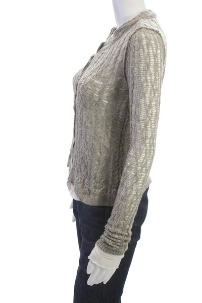 Inhabit Women Gray Yak Wool Cardigan Button Crew Neck Bohemian Size S