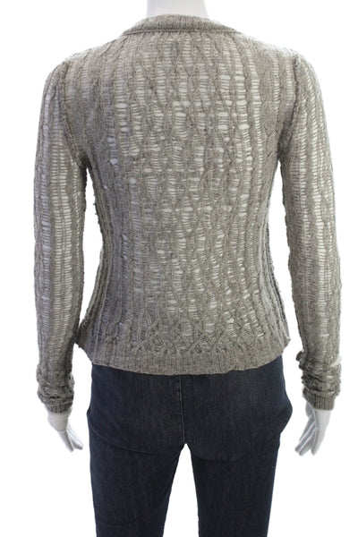 Inhabit Women Gray Yak Wool Cardigan Button Crew Neck Bohemian Size S