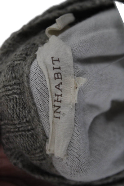 Inhabit Women Gray Yak Wool Cardigan Button Crew Neck Bohemian Size S