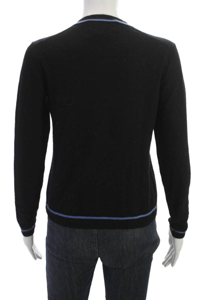 Saks Fifth Avenue Unisex Black Silk V-Neck Pullover Sweater Long Sleeve Size S