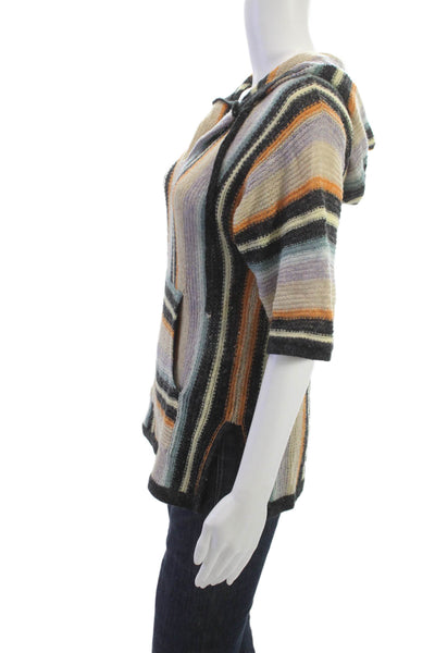 Development Unisex Pullover Hoodie V Neck Striped Beige Lambswool Size S