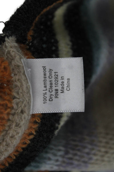 Development Unisex Pullover Hoodie V Neck Striped Beige Lambswool Size S