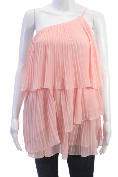 NBD Women Sleeveless Bohemian Polyester Zip Blouse Pink Size S