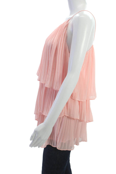 NBD Women Sleeveless Bohemian Polyester Zip Blouse Pink Size S