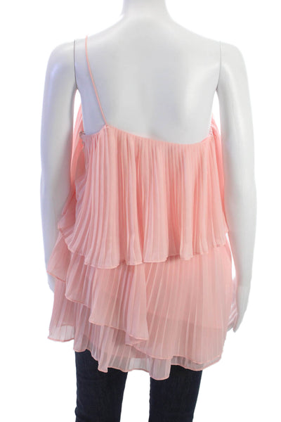 NBD Women Sleeveless Bohemian Polyester Zip Blouse Pink Size S