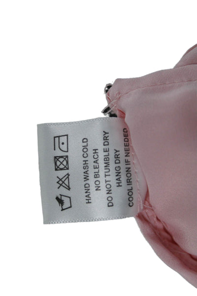 NBD Women Sleeveless Bohemian Polyester Zip Blouse Pink Size S