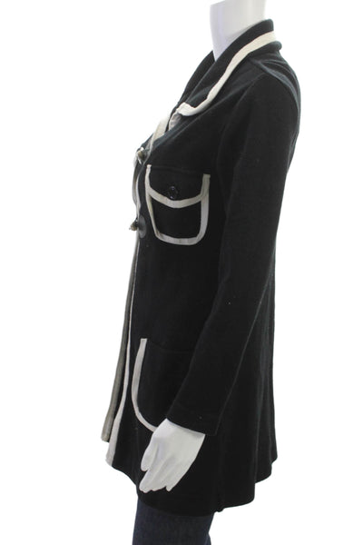 525 America Womens Black Collared Button Coatigan Long Sleeve Size S