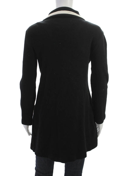 525 America Womens Black Collared Button Coatigan Long Sleeve Size S