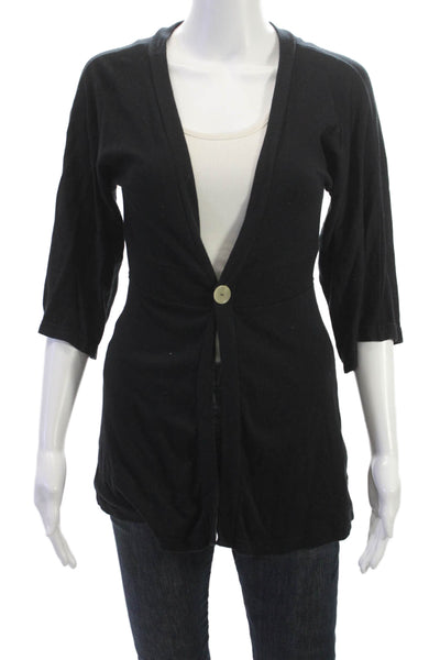 Splendid Womens Cardigan Black V Neck 3/4 Sleeve Button Size S