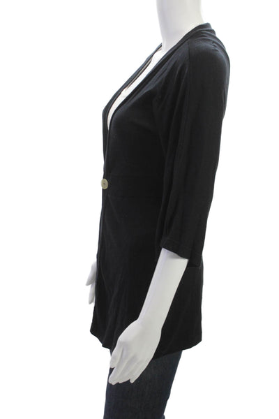 Splendid Womens Cardigan Black V Neck 3/4 Sleeve Button Size S